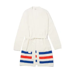 The Cashmere Blend Robe - Cream/Royal Blue/Poppy