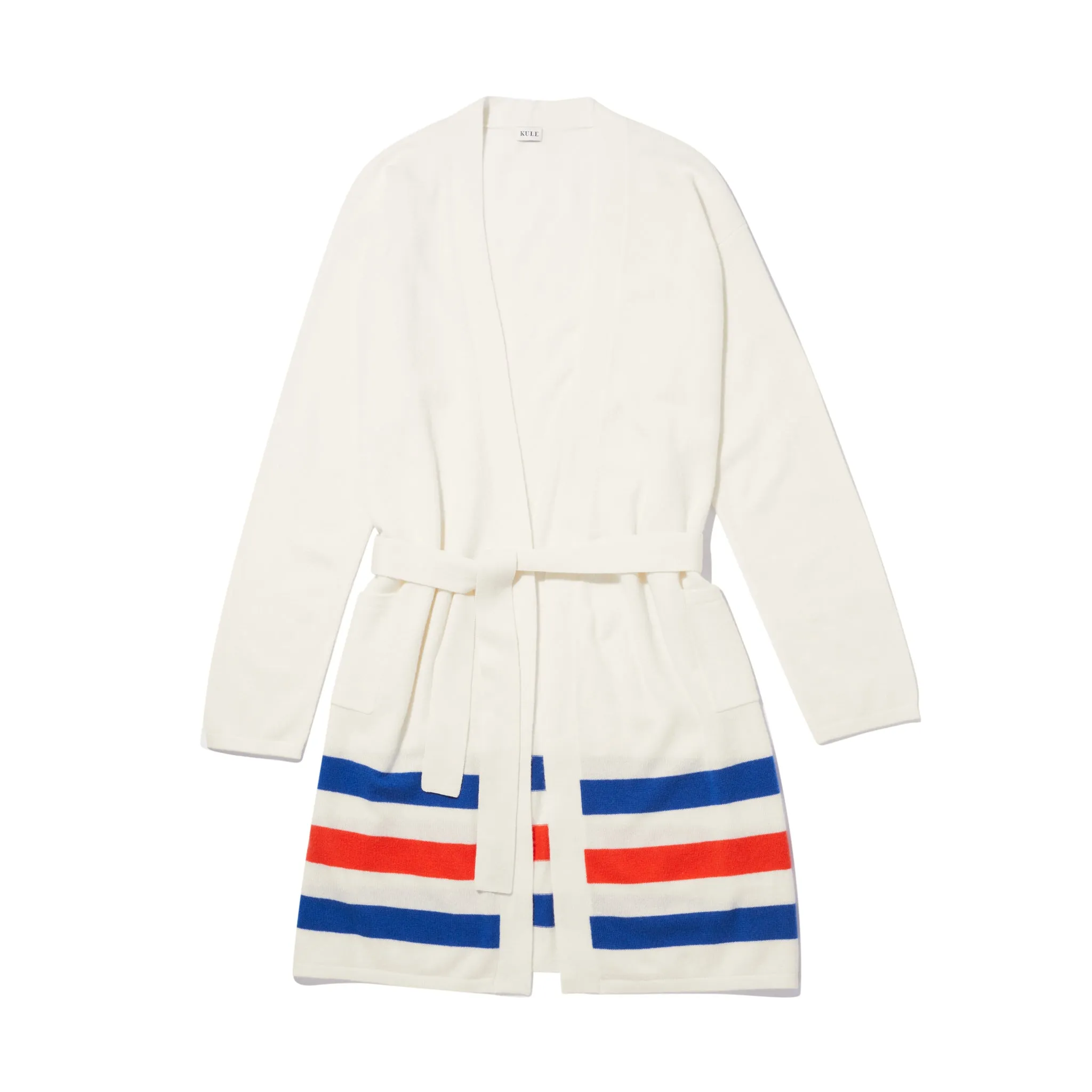 The Cashmere Blend Robe - Cream/Royal Blue/Poppy