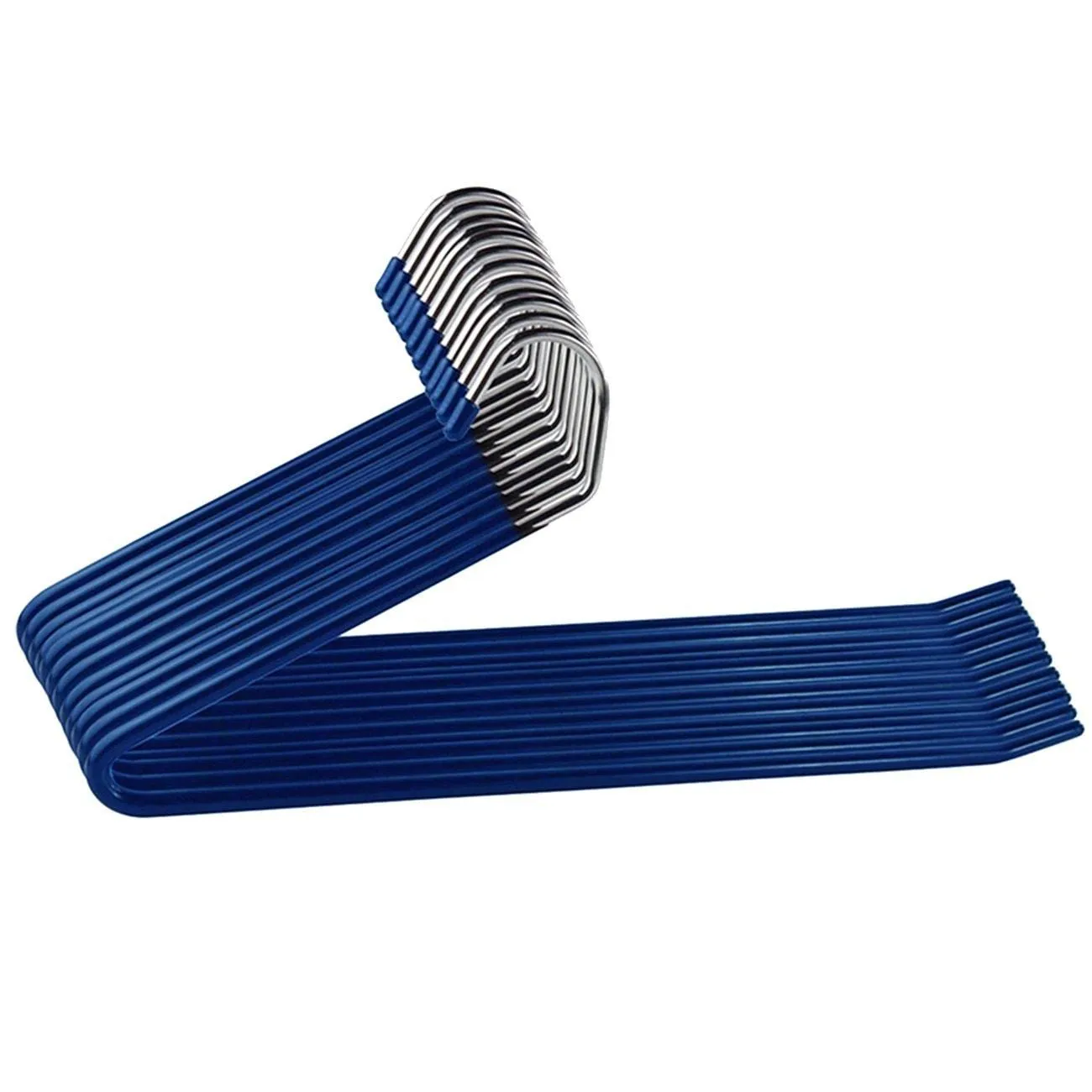 THEE Non Slip Open-Ended Slack Pants Hanger Clothes Hanger Easy Slide Trousers Hanger Set of 12 Blue