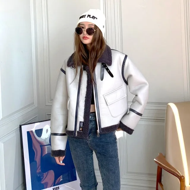 Thick Stand Motorcycle Bomber Short   Jacket