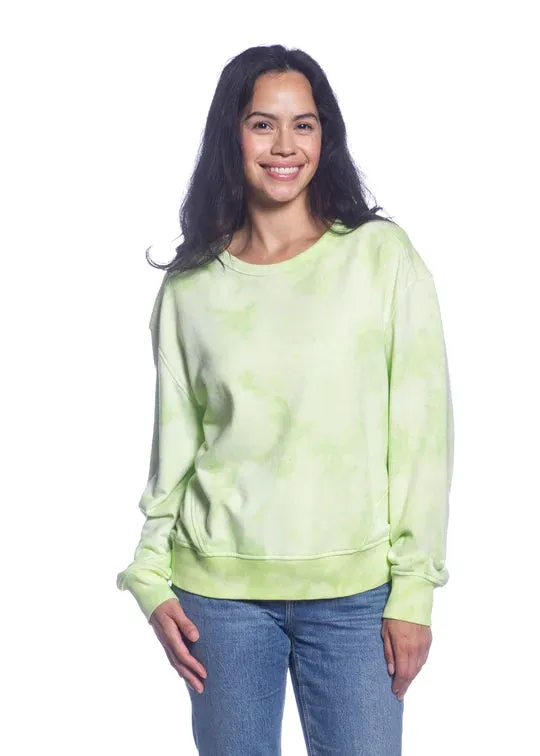 TIE DYE LONG SLEEVE CREW NECK SWEAT TOP