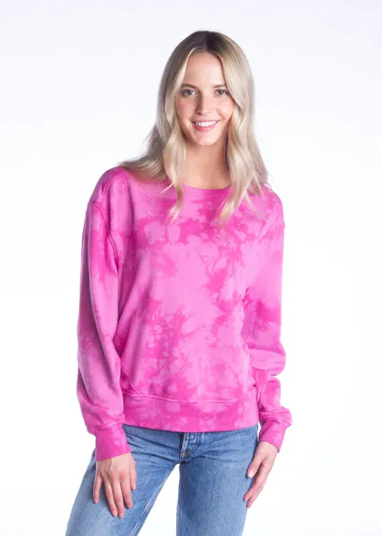TIE DYE LONG SLEEVE CREW NECK SWEAT TOP