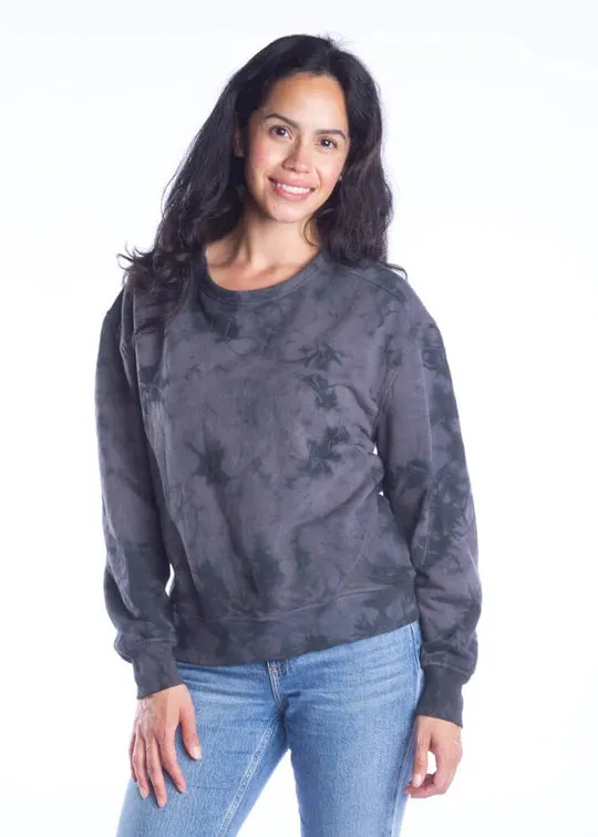TIE DYE LONG SLEEVE CREW NECK SWEAT TOP