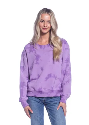 TIE DYE LONG SLEEVE CREW NECK SWEAT TOP