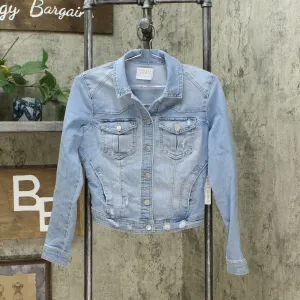 Tinseltown Women's Distressed Jean Jacket Light Blue Medium