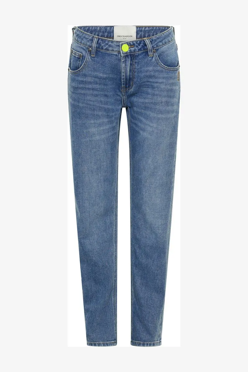 TRUCKERS LOW WAIST STRAIGHT LEG JEAN - BLUE RAPTURE