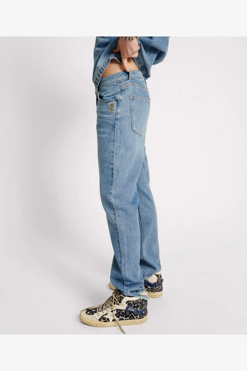 TRUCKERS LOW WAIST STRAIGHT LEG JEAN - BLUE RAPTURE