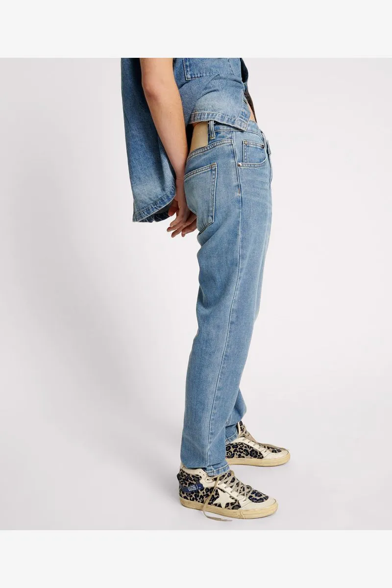 TRUCKERS LOW WAIST STRAIGHT LEG JEAN - BLUE RAPTURE