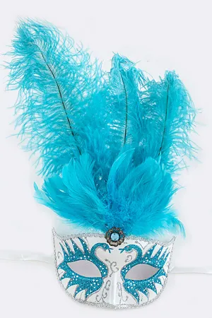 Turquoise Mardi Gras Mask