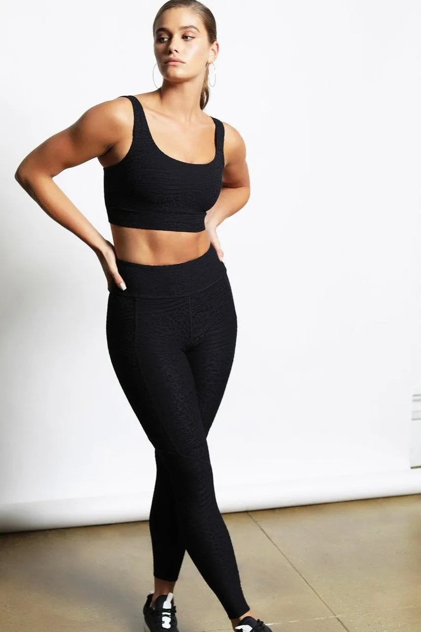 TWENTY Caiman Crocodile 3D Activewear Legging Jet Black