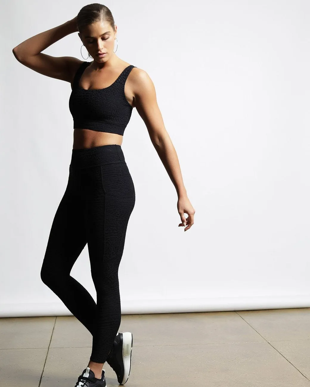 TWENTY Caiman Crocodile 3D Activewear Legging Jet Black