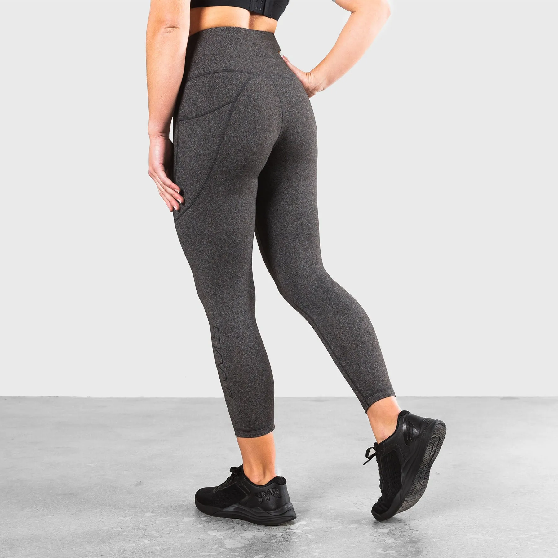 TWL - WOMEN'S ENERGY HIGH WAISTED 7/8 TIGHTS - ATHLETE - CHARCOAL MARL/BLACK