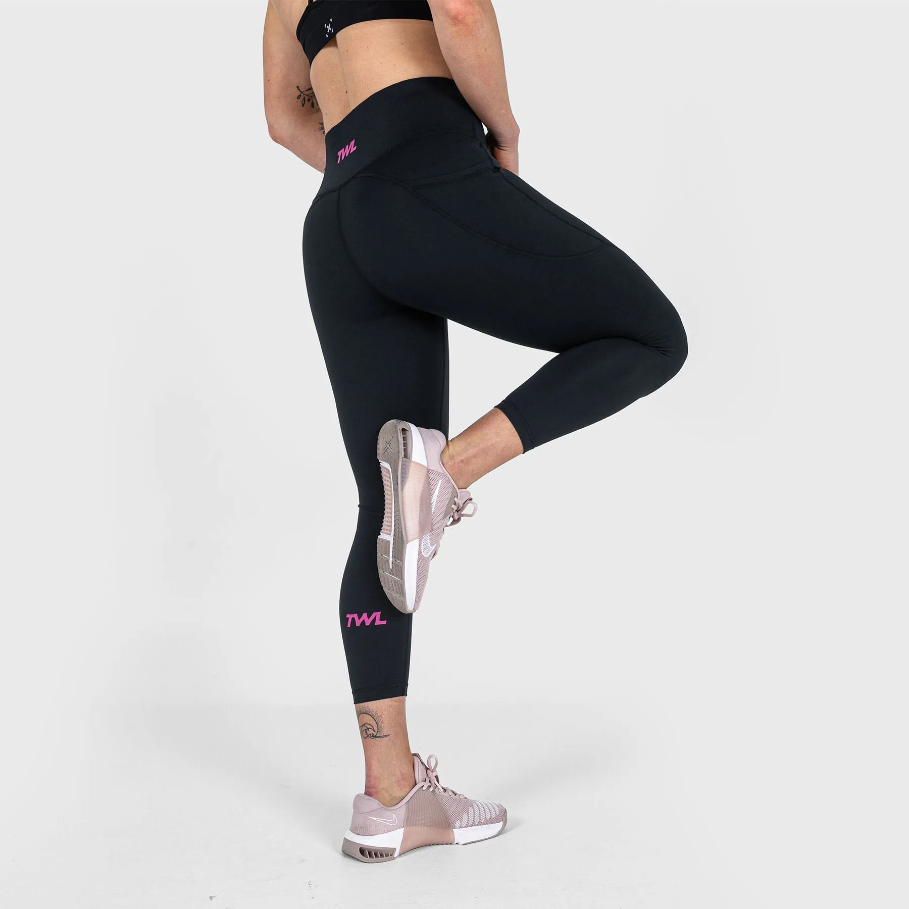 TWL - WOMEN'S ENERGY HIGH WAISTED 7/8 TIGHTS - BLACK/ RASPBERRY