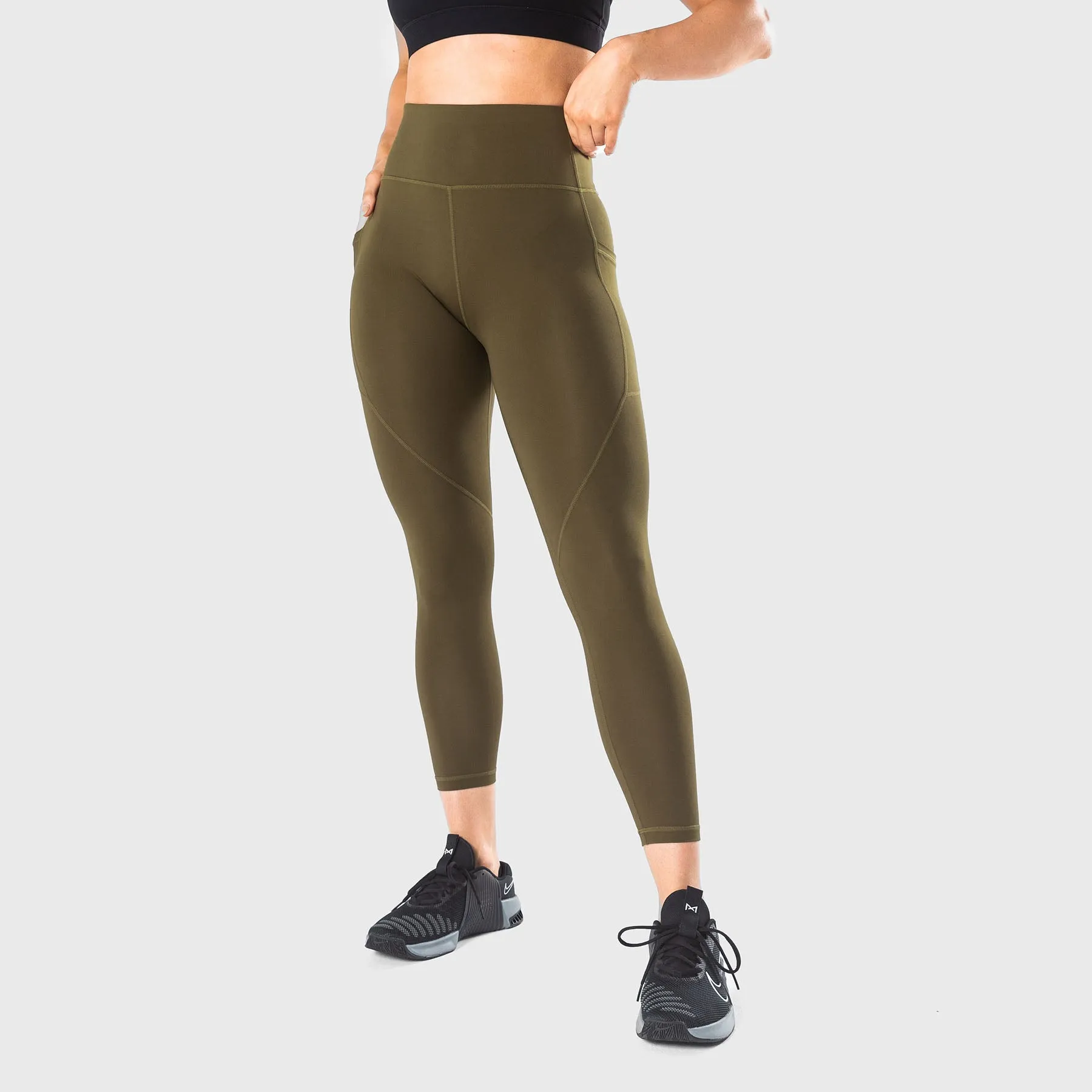 TWL - WOMEN'S ENERGY HIGH WAISTED 7/8 TIGHTS - UNIFORM GREEN