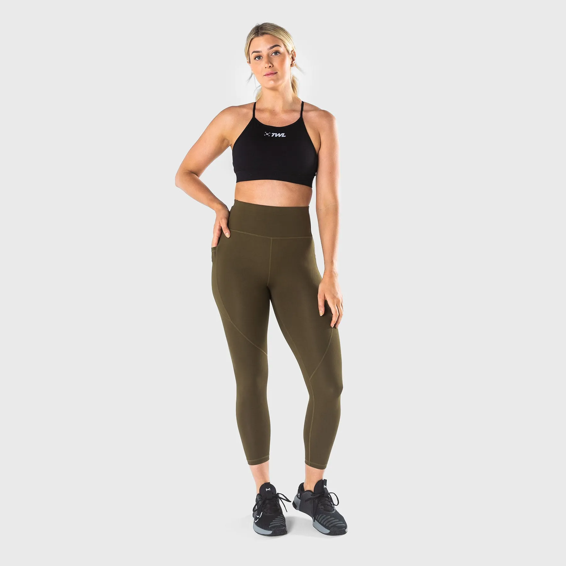 TWL - WOMEN'S ENERGY HIGH WAISTED 7/8 TIGHTS - UNIFORM GREEN