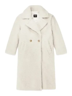 UGG Gertrude Long Teddy Coat in Winter White