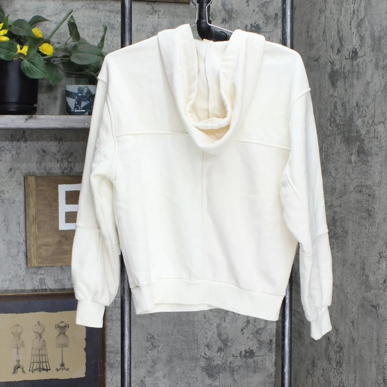 Universal Thread Women's Patchwork Hooded Sweatshirt Off-White S