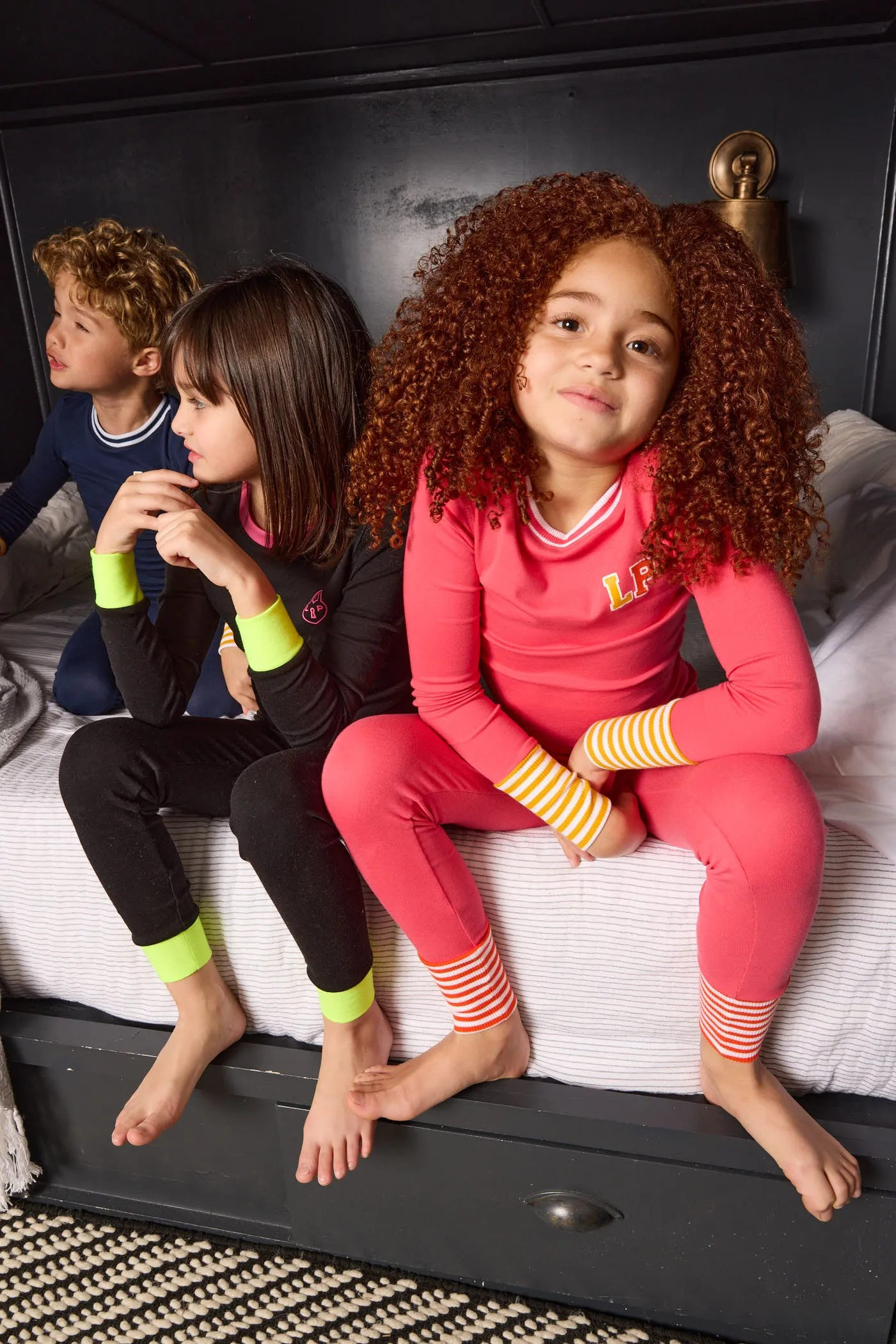 Varsity electric pink colorblock pajamas by Little Parni