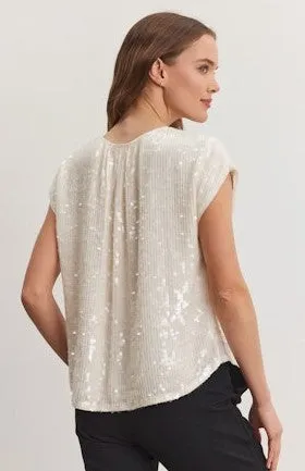 Velvet Eloire Sequin Top - Cream