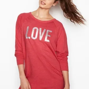 Victoria's Secret Sleep Shirt Pajamas Red XS &amp; S