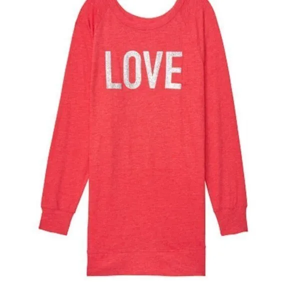 Victoria's Secret Sleep Shirt Pajamas Red XS &amp; S