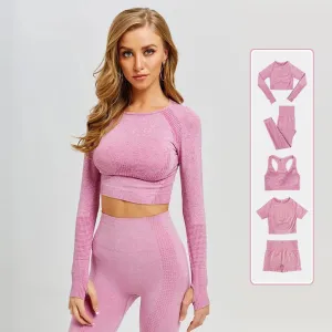Vital Seamless Yoga Set: Fitness Clothing, Sportswear, Gym Leggings, Push-Up Leggings, Cropped Shirts, Sports Suits