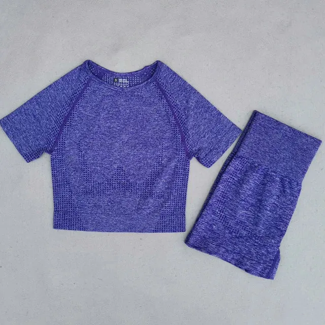 Vital Seamless Yoga Set: Fitness Clothing, Sportswear, Gym Leggings, Push-Up Leggings, Cropped Shirts, Sports Suits
