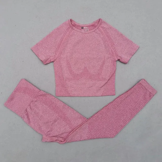 Vital Seamless Yoga Set: Fitness Clothing, Sportswear, Gym Leggings, Push-Up Leggings, Cropped Shirts, Sports Suits