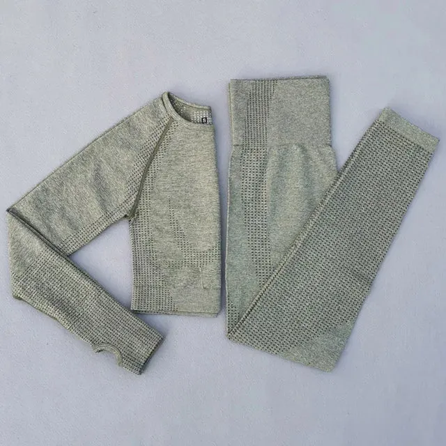 Vital Seamless Yoga Set: Fitness Clothing, Sportswear, Gym Leggings, Push-Up Leggings, Cropped Shirts, Sports Suits