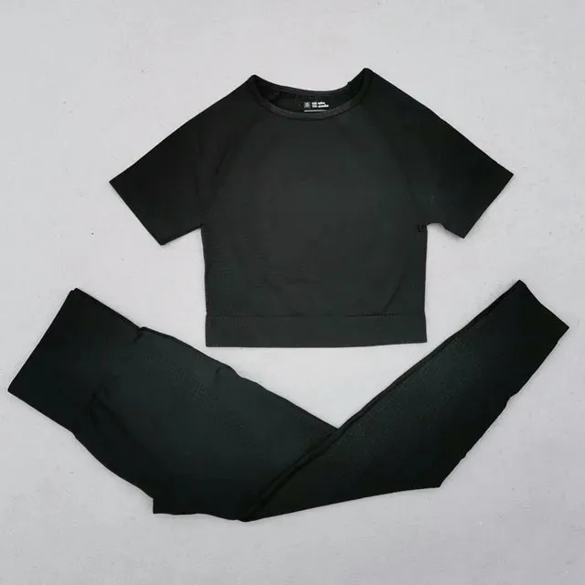 Vital Seamless Yoga Set: Fitness Clothing, Sportswear, Gym Leggings, Push-Up Leggings, Cropped Shirts, Sports Suits