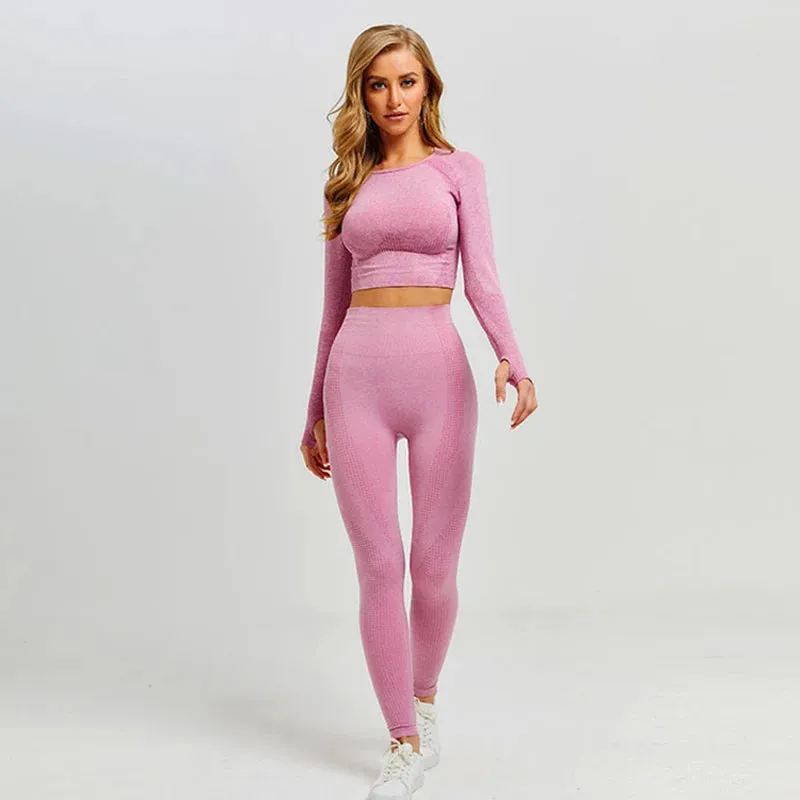 Vital Seamless Yoga Set: Fitness Clothing, Sportswear, Gym Leggings, Push-Up Leggings, Cropped Shirts, Sports Suits