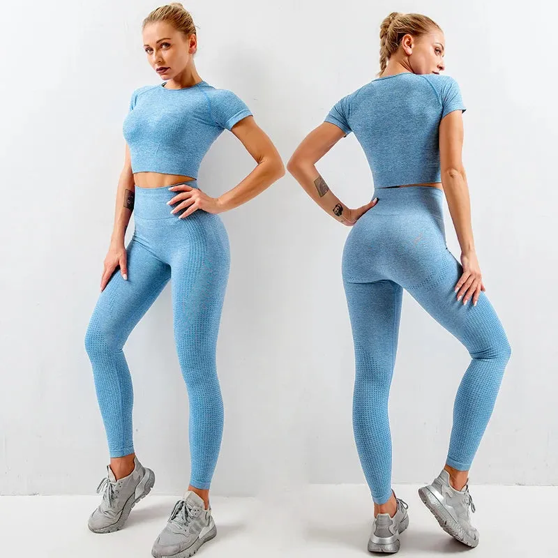 Vital Seamless Yoga Set: Fitness Clothing, Sportswear, Gym Leggings, Push-Up Leggings, Cropped Shirts, Sports Suits