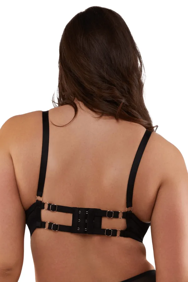 Vivian Embroidery Plunge Bra - Black
