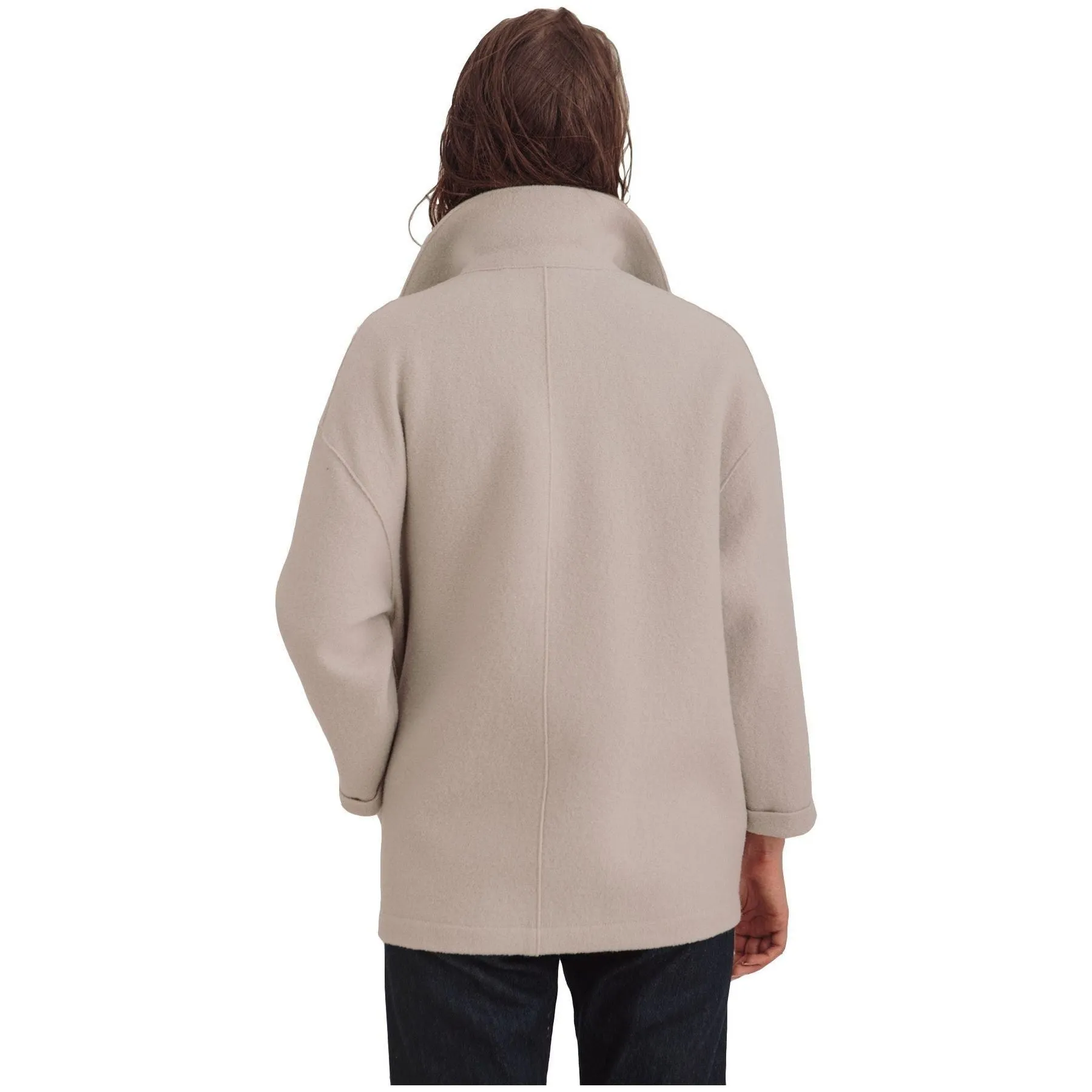 W Dropped Shoulder Double Breasted Jacket, Cream