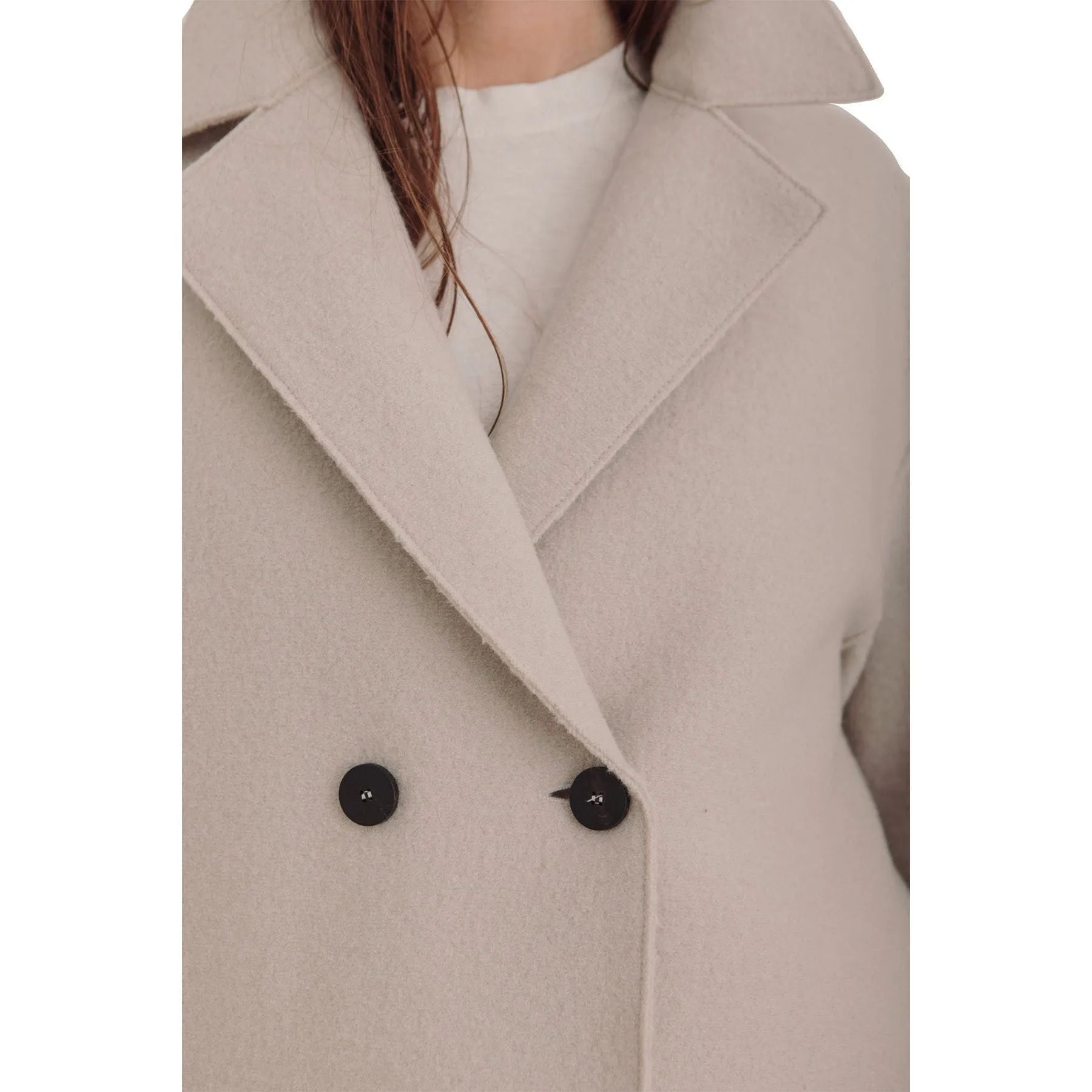 W Dropped Shoulder Double Breasted Jacket, Cream