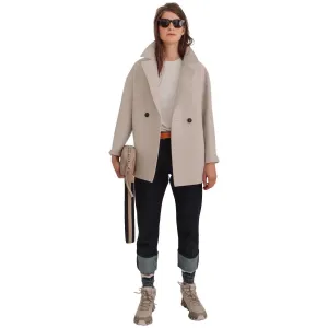 W Dropped Shoulder Double Breasted Jacket, Cream