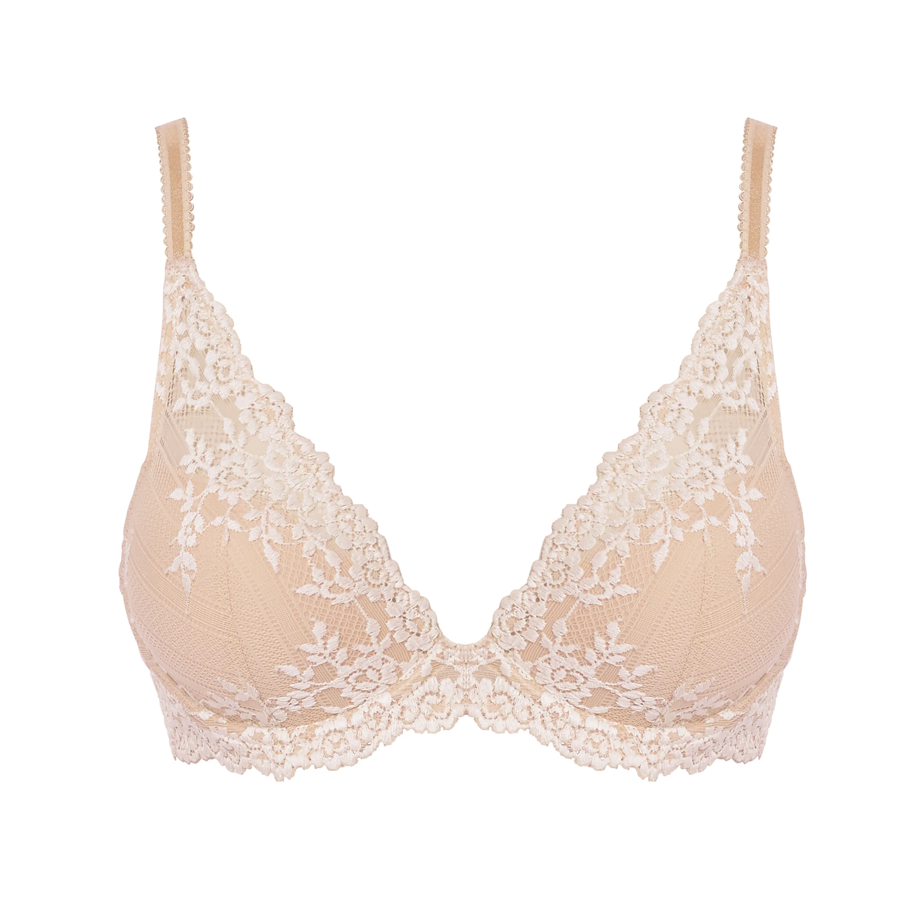 Wacoal Embrace Lace Plunge Bra - Naturally Nude / Ivory