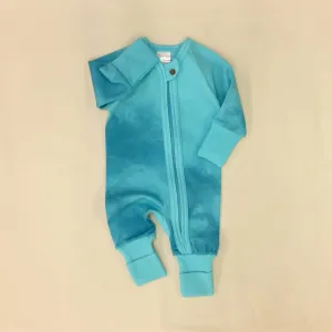 Water Color Zip Sleep & Play Suit Turquoise