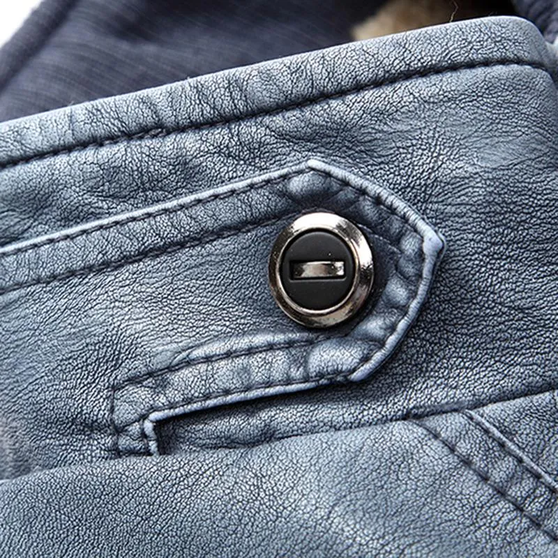 West Louis™ PU Leather Velvet Jacket