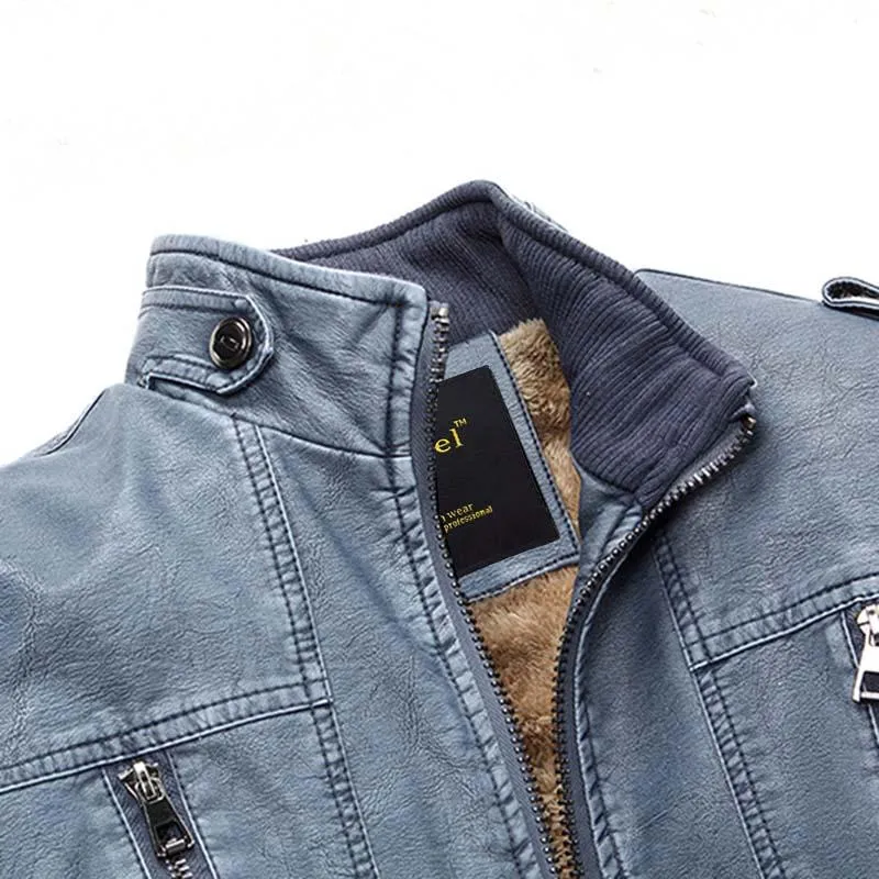 West Louis™ PU Leather Velvet Jacket