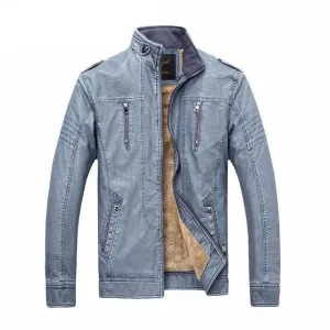 West Louis™ PU Leather Velvet Jacket