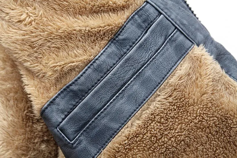 West Louis™ PU Leather Velvet Jacket