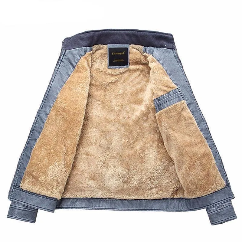 West Louis™ PU Leather Velvet Jacket