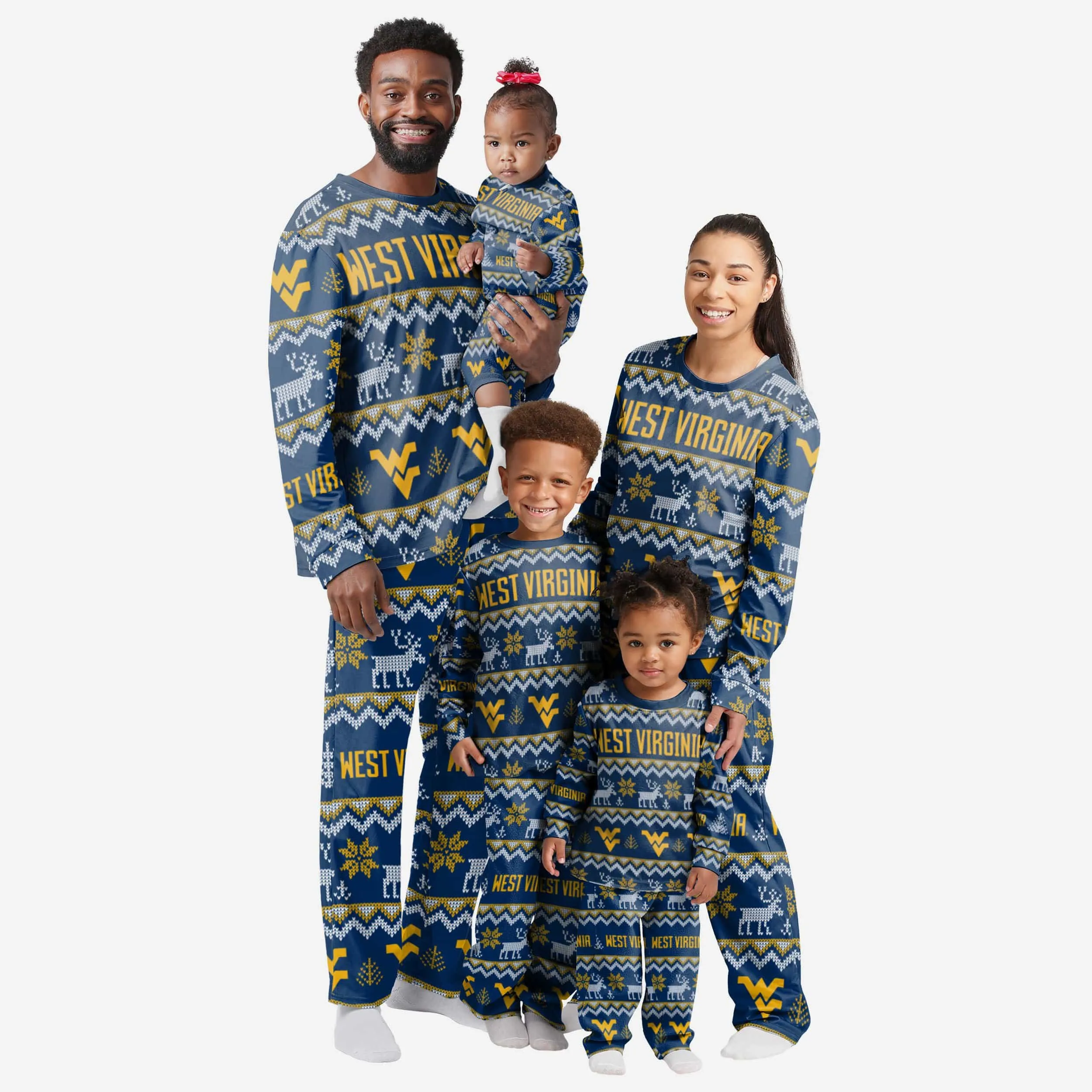 West Virginia Mountaineers Infant Ugly Pattern Family Holiday Pajamas