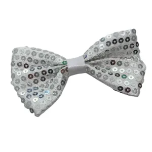 White and Silver Sequin Bowtie