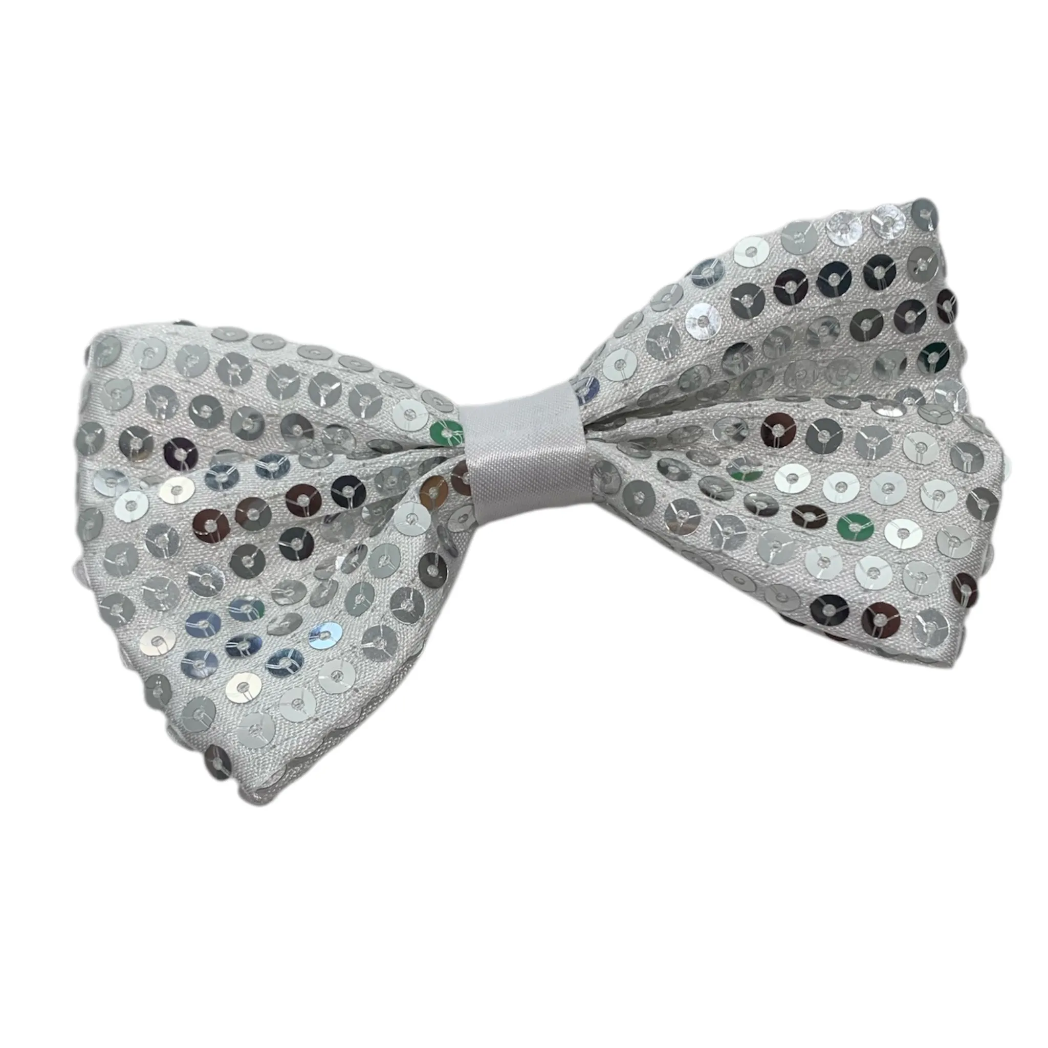 White and Silver Sequin Bowtie