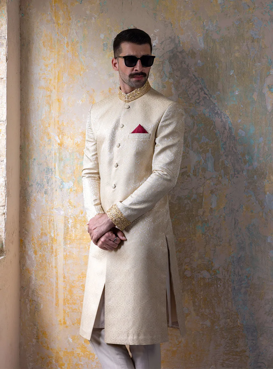 White Sherwani Shawl Dress for Pakistani Groom Dresses
