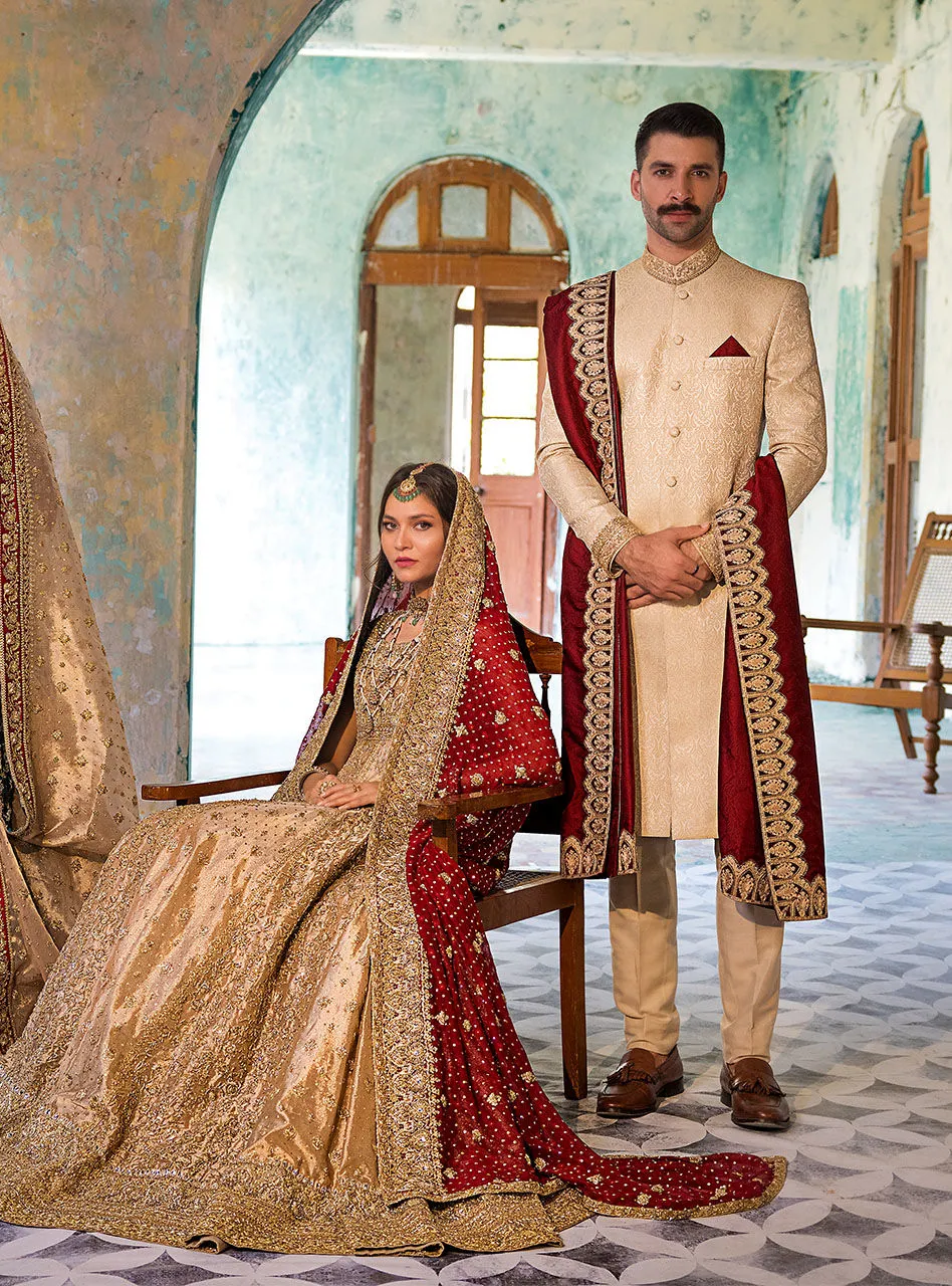 White Sherwani Shawl Dress for Pakistani Groom Dresses