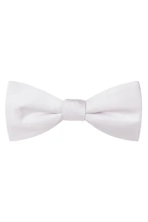White Solid Satin Silk Bow Tie