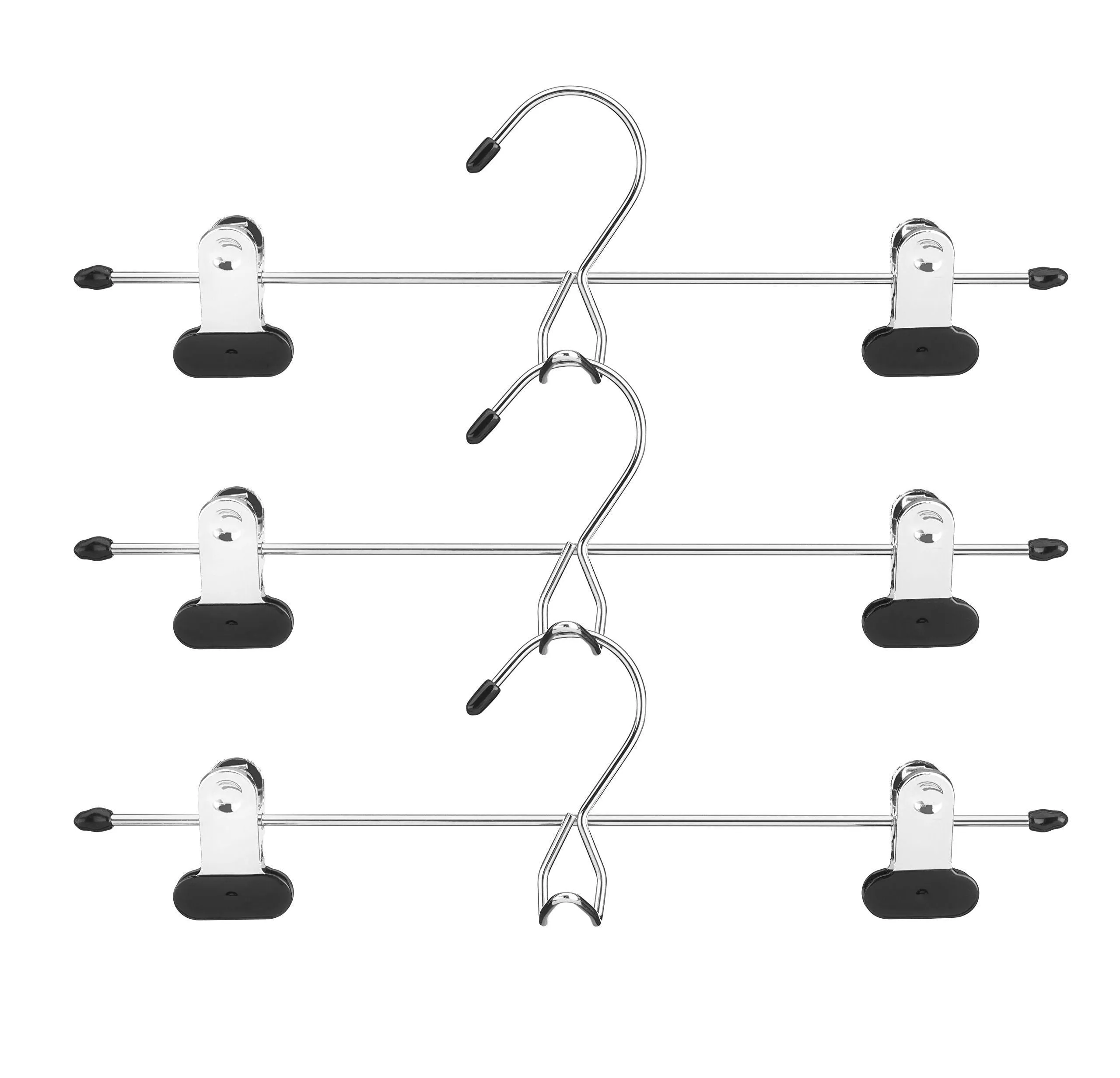 Whitmor Add on Skirt & Slack Hangers Chrome/Black (Set of 3)